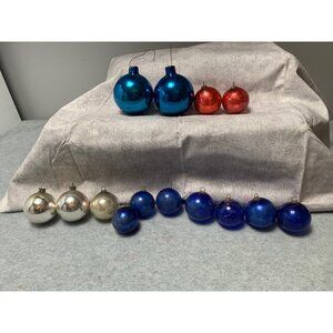 Vintage Glass Christmas Ornaments Set 14 Assorted Colors Sizes